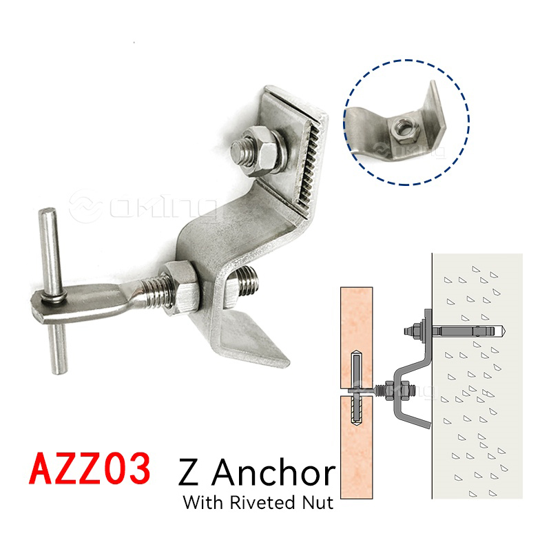 AZZ03 Steinkledningsfeste Z-brakett med naglet mutter